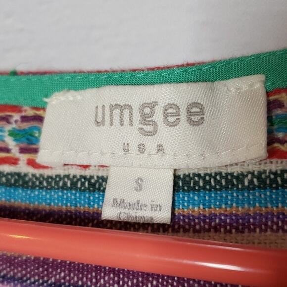 Umgee Green & Striped Tunic Dress, Size Small - Picture 5 of 5